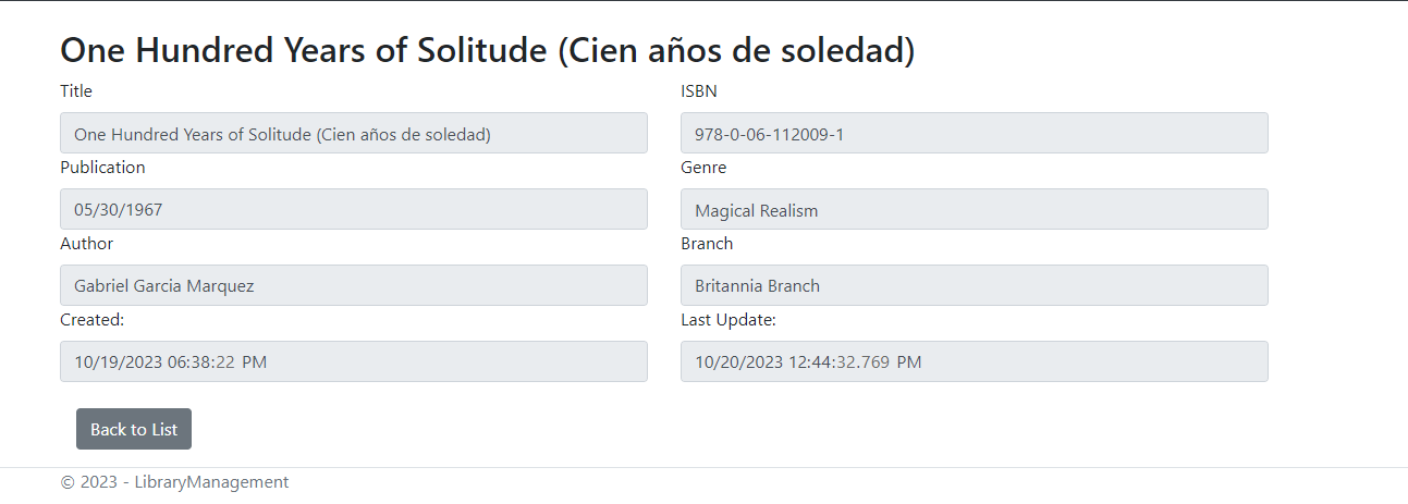 Library Management - View 5